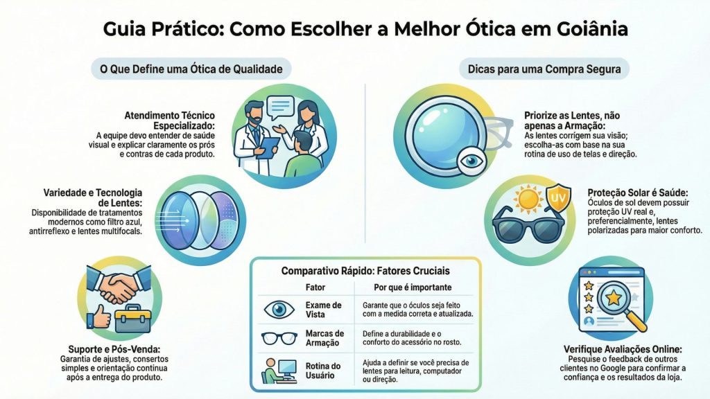 Ótica em Goiânia como escolher a melhor opção para óculos de grau, lentes e óculos de sol